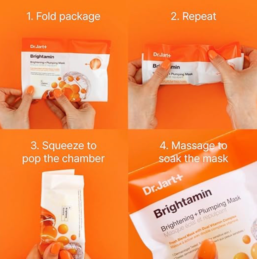 Dr.jart+ Brightamin Brightening + Plumping Face Mask With Vitamin C 25ml X 5ea